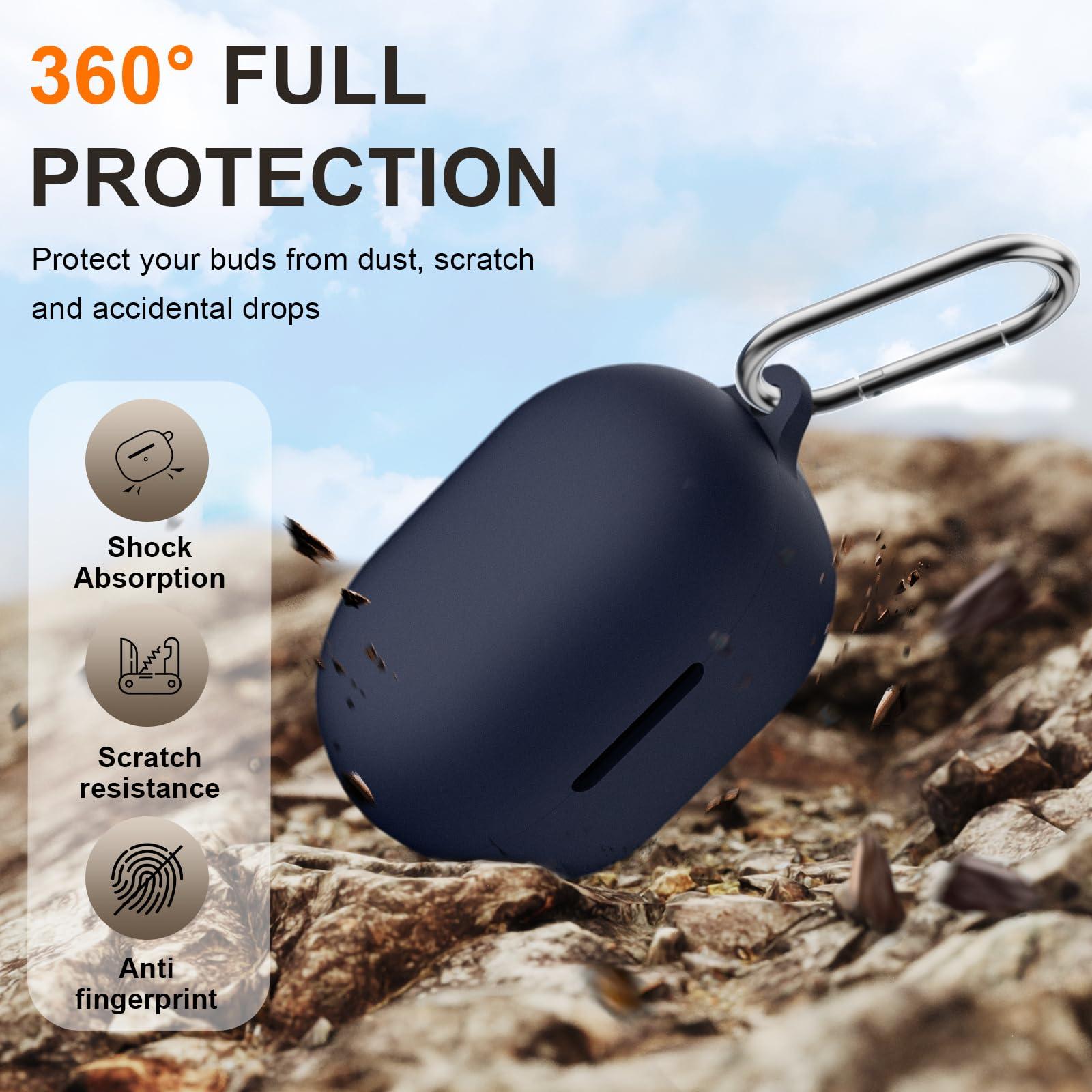 LDSXAY LDSXAY Compatible with Bose New QuietComfort Earbuds Case Cover, Soft Silicone Shockproof Protective Skin Case for Bose New QuietComfort Earbuds 2024 with Carabiner, Front LED Visible (Dark Blue)