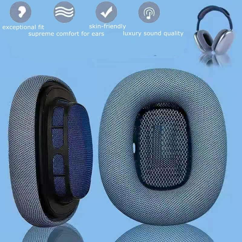WJIAW ear cushions for appple AirPods Max replacement leather earpads sweat proof ear cups cushion replace for airpod max headphone with protein leather memory foam and magnet (blue)
