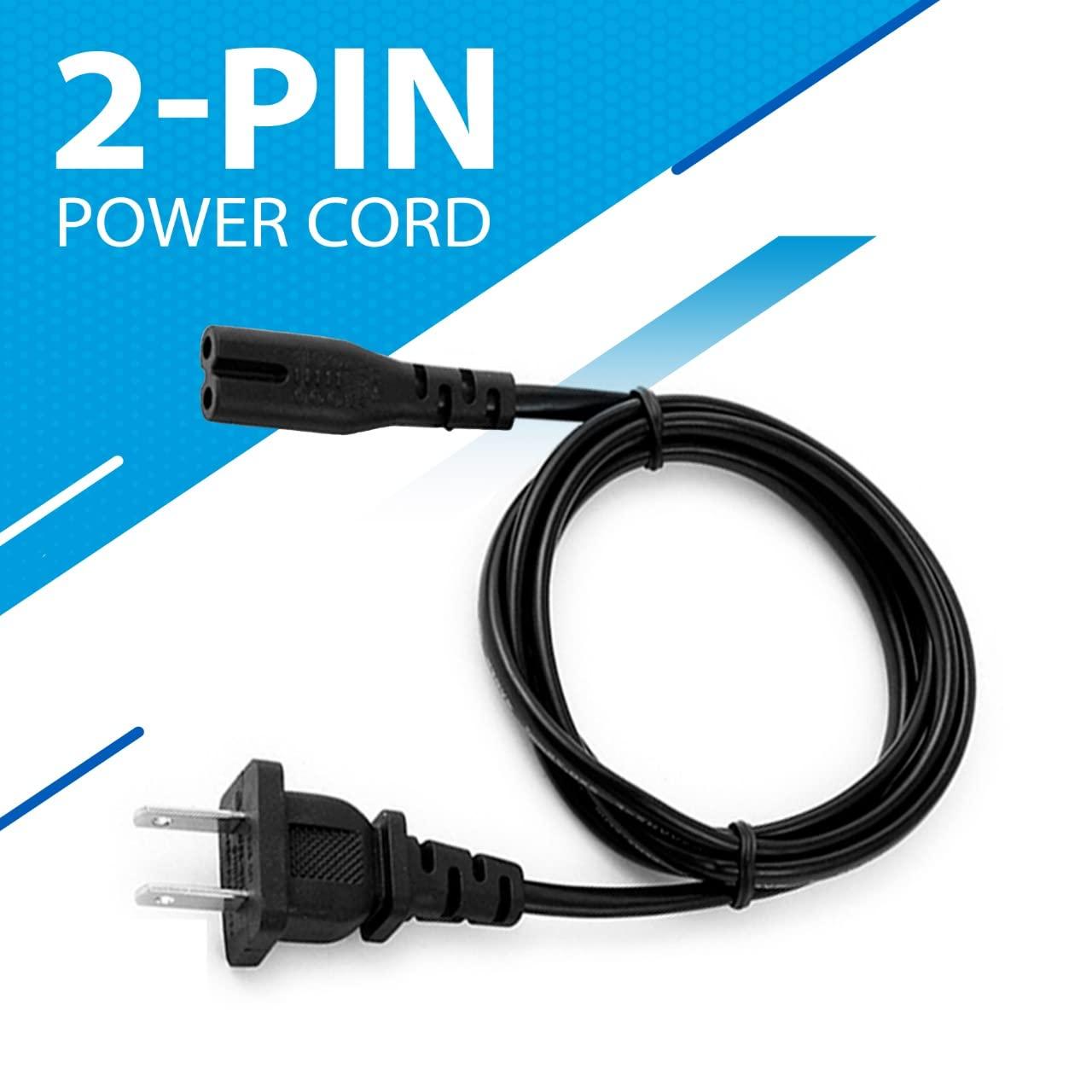 Lord Computer AC 2 Prong C8 Power Cord 5ft Standard 2-Slot for TV PS4 PS5 Speaker Monitor Xbox Wall Power Cable Replacement Black