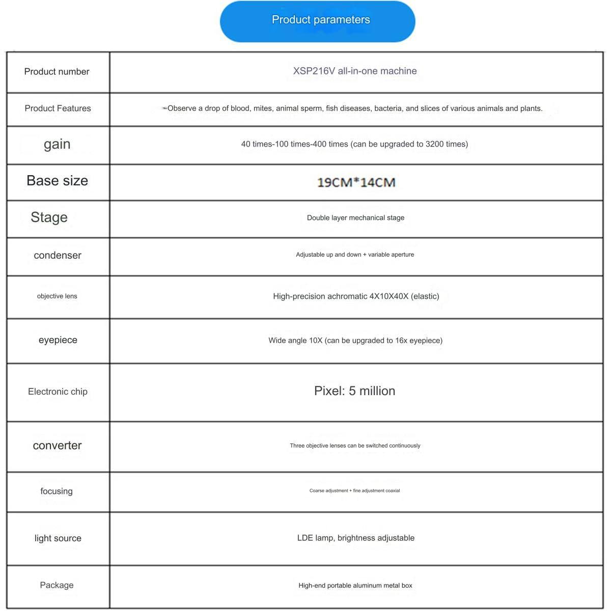DESHVA Biological Microscope Profesional, Monocular Microscope with Display, with Placing Table Movable Spotlight, Wide Angle Observation, 5000x, with Display-7\" Screen