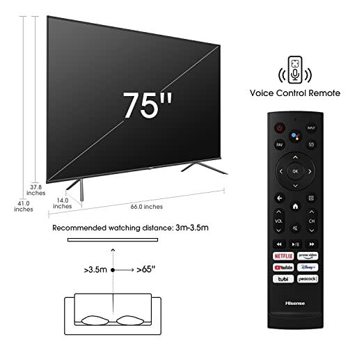 Hisense Hisense ULED 4K Premium 75U6G Quantum Dot QLED Series 75-Inch Android 4K Smart TV with Alexa Compatibility, 600-nit HDR10+, Dolby Vision & Atmos, Voice Remote (2021 Model)