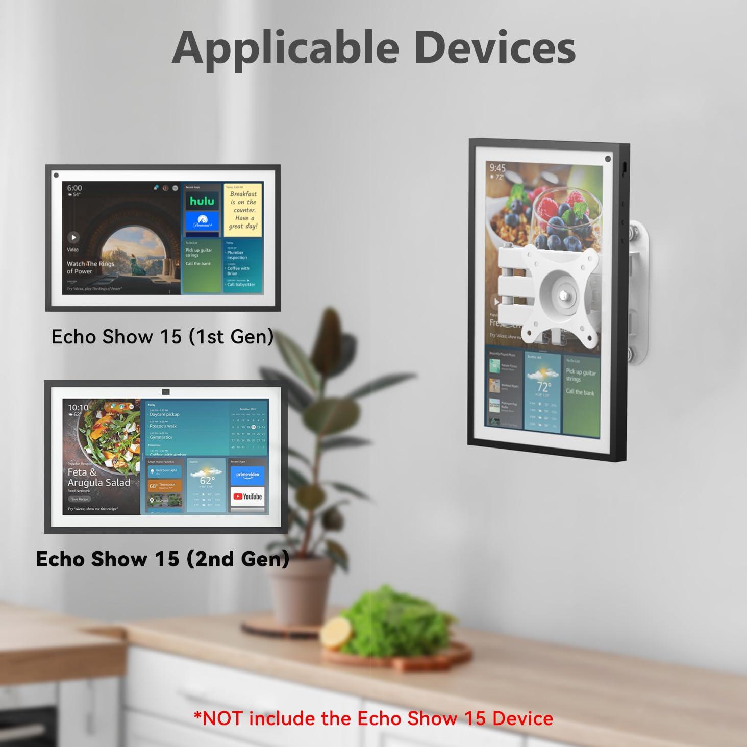 Laivli Laivli Wall Mount for Echo Show 15 (1st, 2nd Gen), and Monitors 13"-27", with 15 Inch Extension Arm, Full Motion Adjustable - Easy to Rotate, Swivel, Tilt and Fold, Echo Show 15 Wall Mounting Bracket