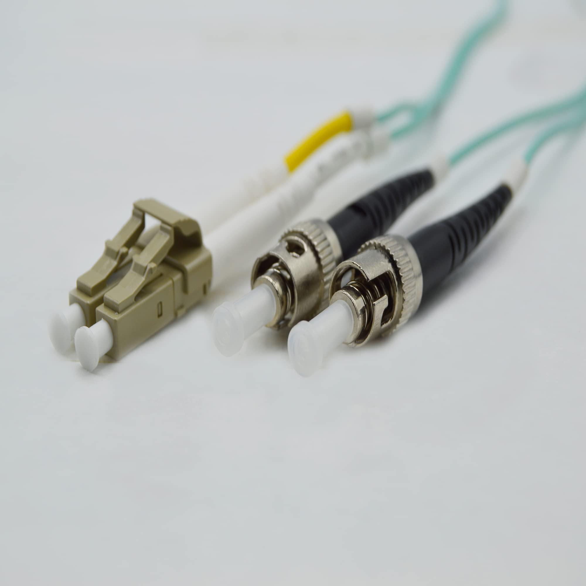 FiberCablesDirect FCD OM4 LC ST Plenum Duplex Fiber Patch Cable 100G 50/125 Multimode - 3 Meter