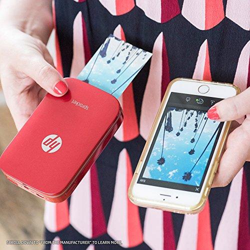 HP Sprocket HP Sprocket Portable Photo Printer, Print Social Media Photos on 2x3" Sticky-Backed Paper - Red (Z3Z93A)