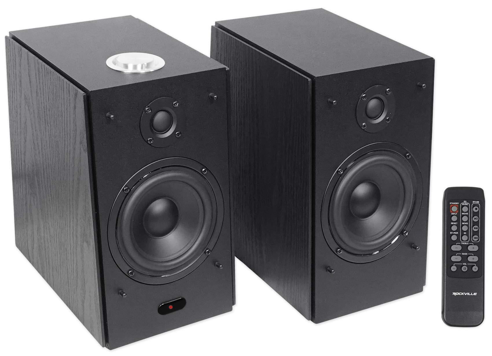 Rockville (2) RockvilIe HD5B 5" Powered Bookshelf Speakers Bluetooth Monitors w/37 Stands