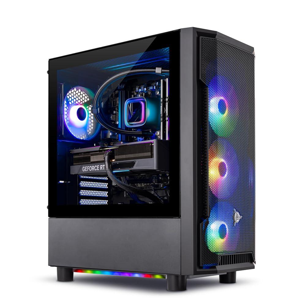 Skytech Gaming Skytech Gaming Shadow Gaming PC Desktop AMD Ryzen 7 5700X 3.4 GHz, NVIDIA RTX 4060, 1TB NVME SSD, 16GB DDR4 RAM 3200, 600W Gold PSU, 11AC Wi-Fi, Windows 11 Home 64-bit,Black