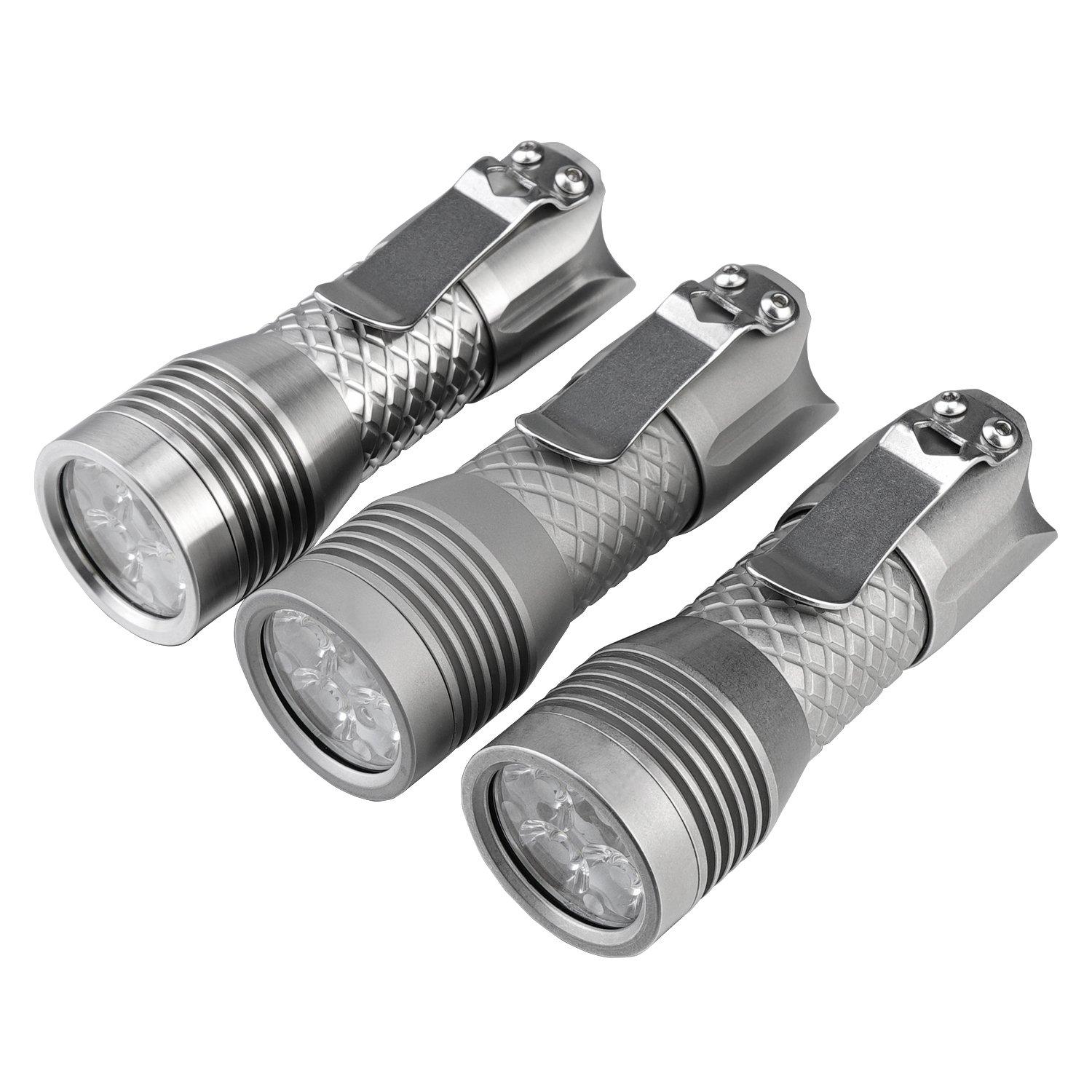 MecArmy MecArmy PS16 Stainless Steel Ultra Bright Flashlight, 2000 Lumens with 4 XP-G2 LEDs Super Long Lasting USB Rechargeable Handheld EDC Compact Flashlight for Everyday Carry (Stonewashed)