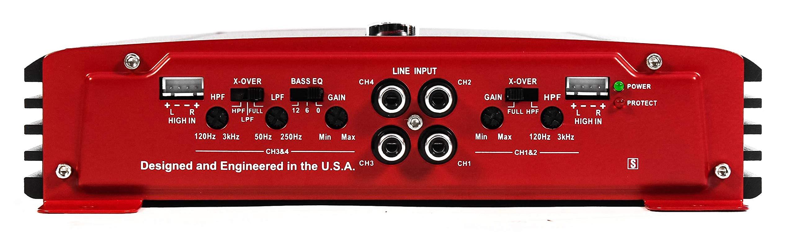 Crunch Crunch PX-1000.4 4 Channel 1000 Watt Amp A/B Class Car Stereo Power Amplifier with 300 Watt 3 Way CS Speakers and Soundstorm AKS8 8 Gauge Wiring Kit