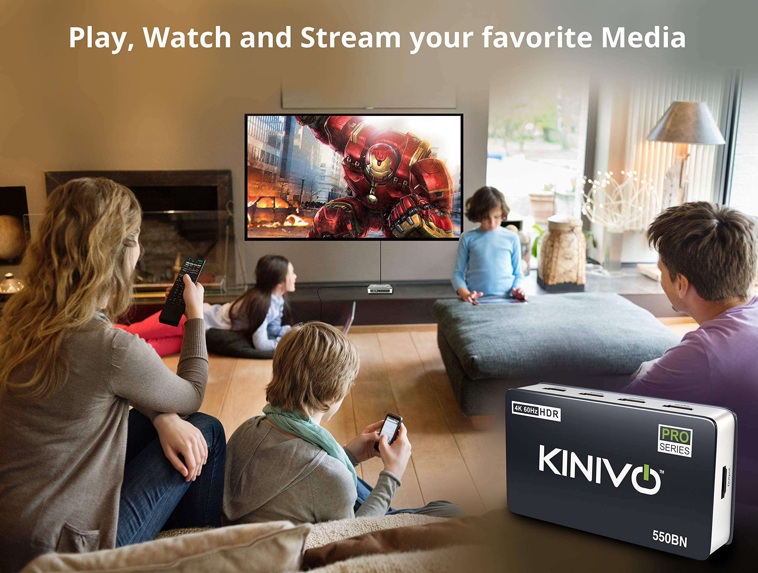 Kinivo Kinivo HDMI Switch 4K HDR 550BN (5 in 1 Out, 4K 60Hz HDR, HDMI 2.0, High Speed 18Gbps, IR Remote, HDCP) - Compatible with Roku, PS5, Xbox, Apple TV, Nintendo Switch, Cable Box