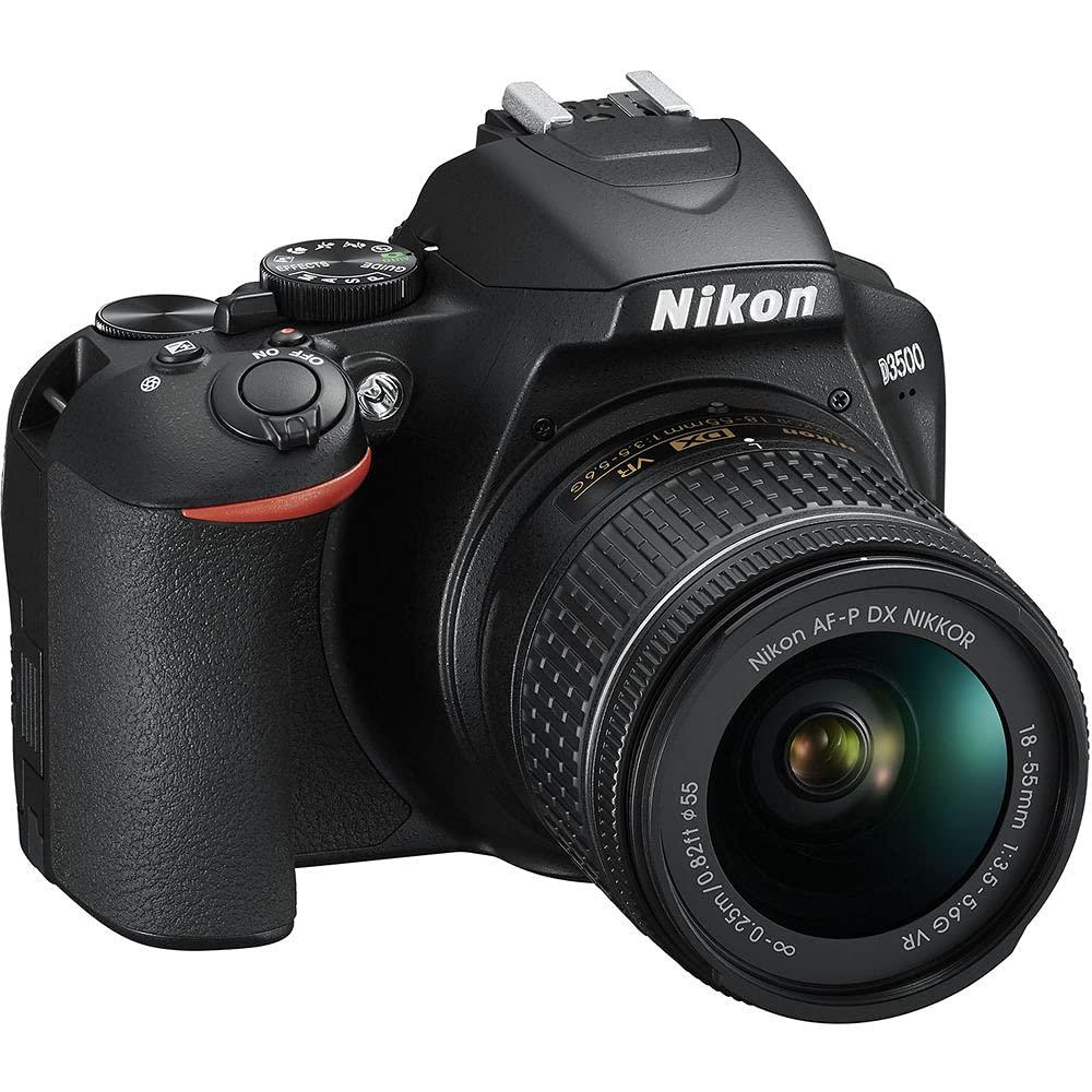Nikon Nikon D3500 DSLR Camera with 18-55mm Lens (1590) + 64GB Card + 2 x EN-EL14a Battery + Corel Photo Software + Case + 3 Piece Filter Kit + Telephoto Lens + Color Filter Kit + More (Renewed)
