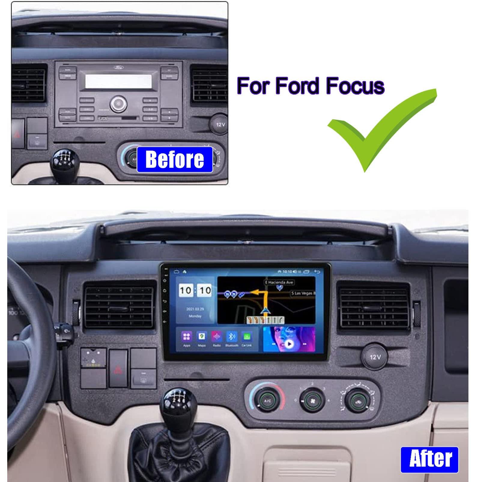 PLOKM Double Din Car Stereo 9 Inch Head Unit for Ford Focus Android 11 Car Radio DVD Player Auto GPS Radio Multimedia Player Support WiFi Bluetooth FM USB DSP RDS Carplay DAB+