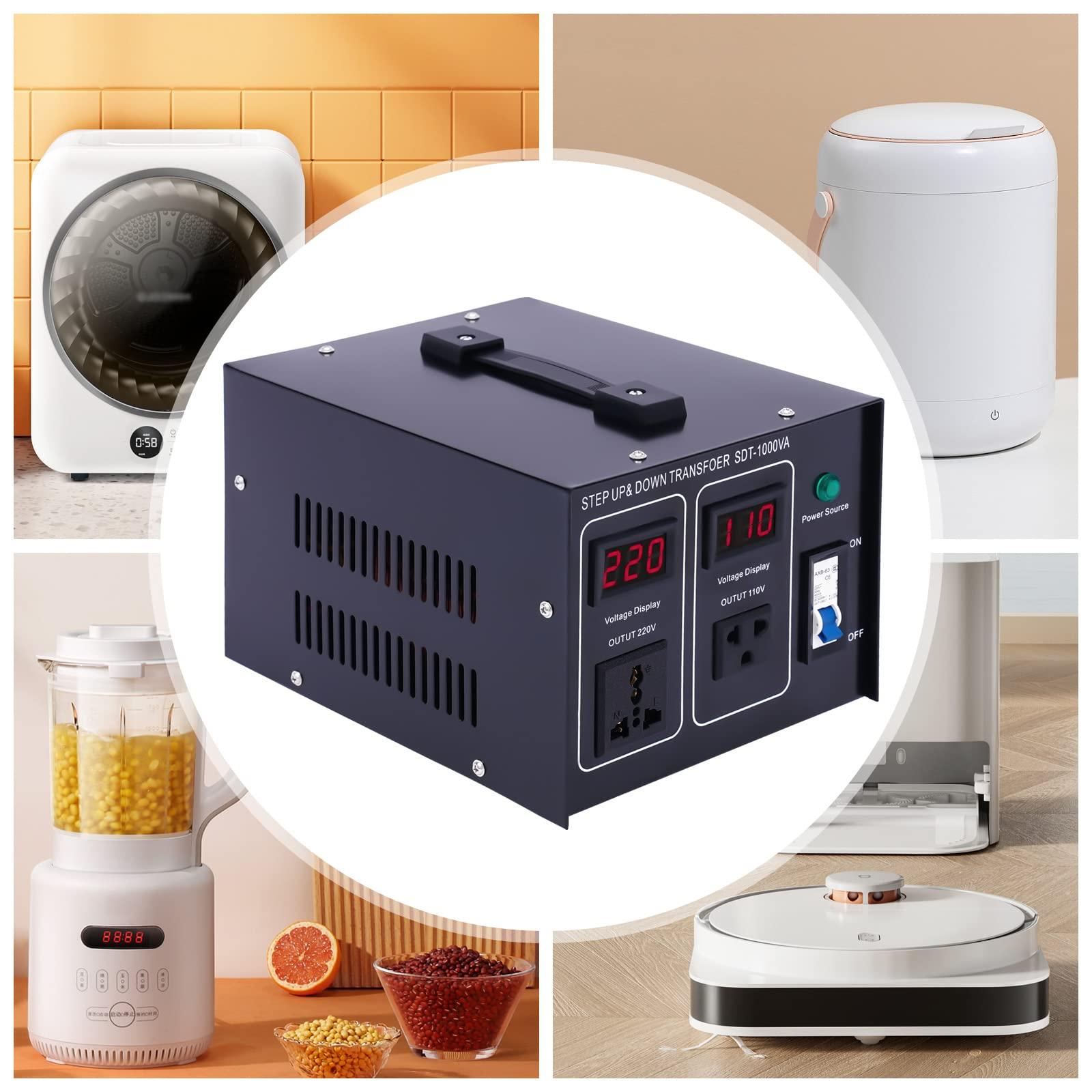 DNYSYSJ Step UP/Down Transformer 220v to 110v, 1000W Voltage Converter 220 to 110 120v to 240V Heavy Duty Power Transformer Automatic Voltage Regulator Stabilizer Circuit Breaker Protection