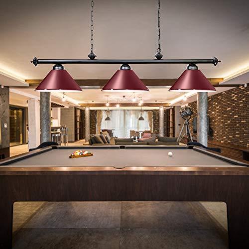 Wellmet Wellmet Pool Table Lights for 8'/9' Table with 3 Metal Shades, Billiard Lamp for Man Cave, Game Room, Kitchen Island Light for Restaurant Or Dining Room (Burgundy, 59 inch-3 Lights)