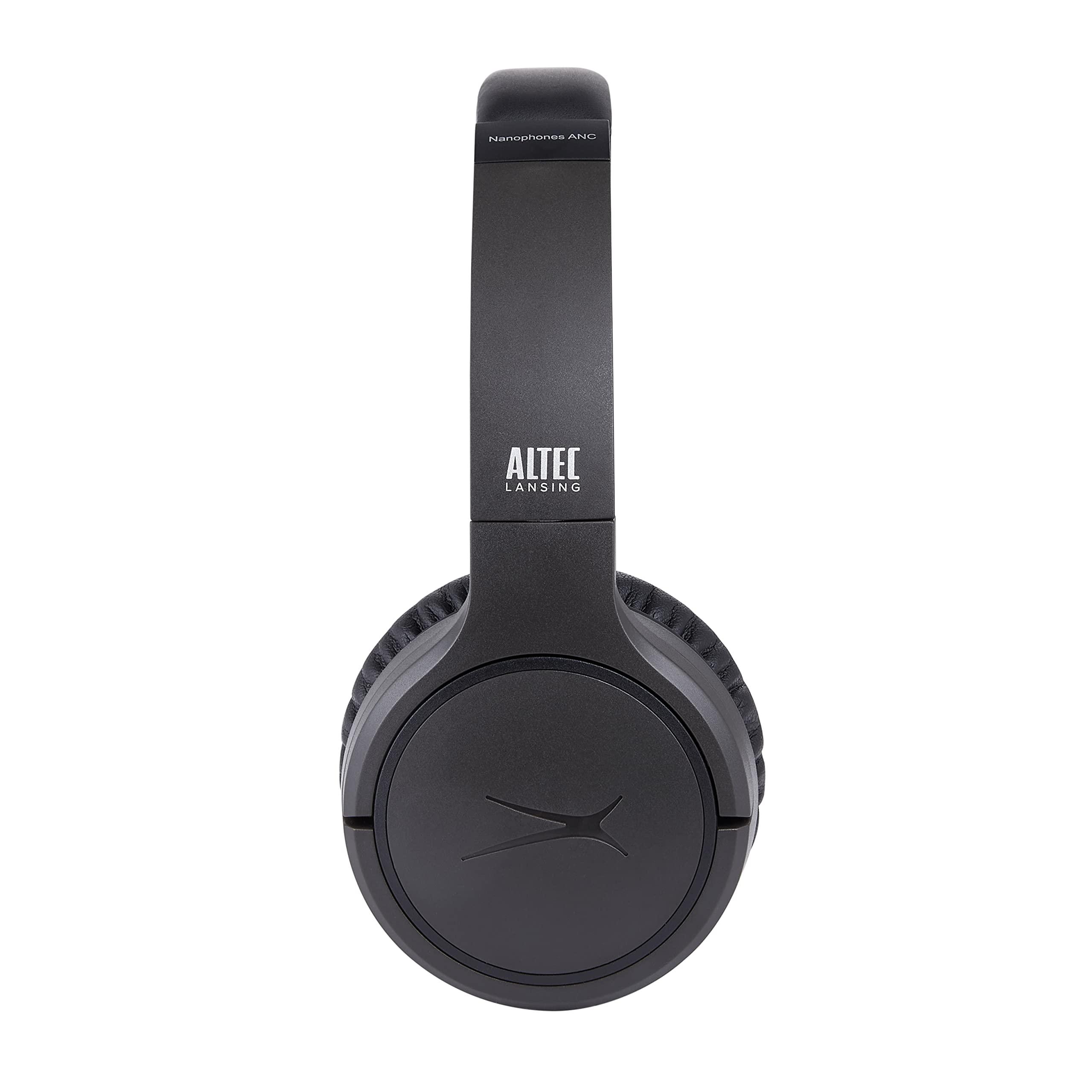 Altec Lansing Altec Lansing Nanophones ANC Bluetooth Wireless Active Noise Cancelling Headphones On Ear Headphones 12 Hour Battery Life, Foldable Earcups, Removeable Mic for Working and Learning from Home (Grey)