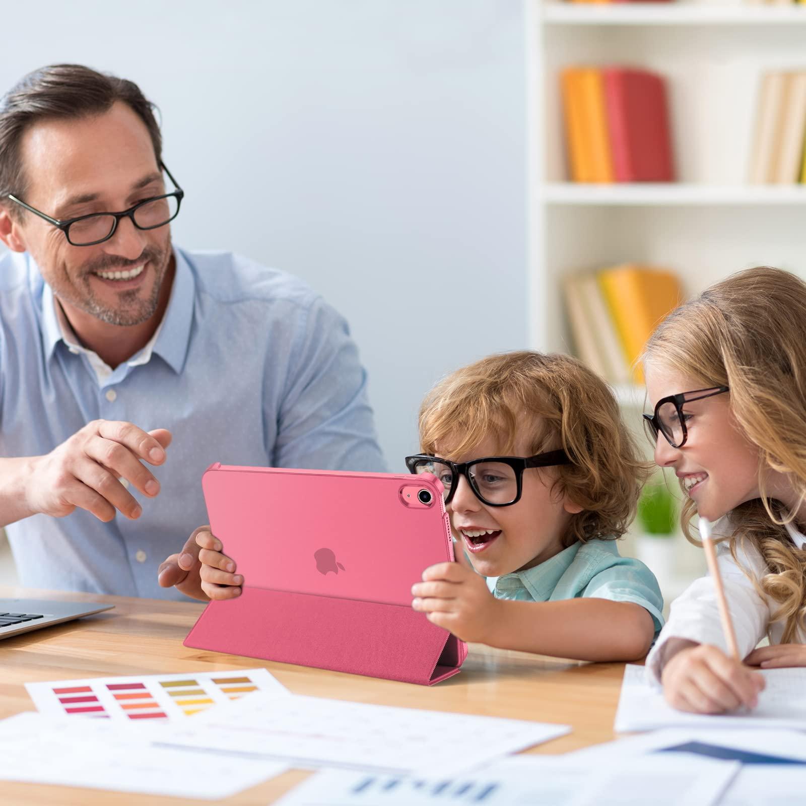 ProCase ProCase for iPad 10th Generation Case 10.9 Inch 2022(Pink) Bundle with 1+3 Pack Tempered Screen Protector for iPad 10th Generation with Camera Lens Protector