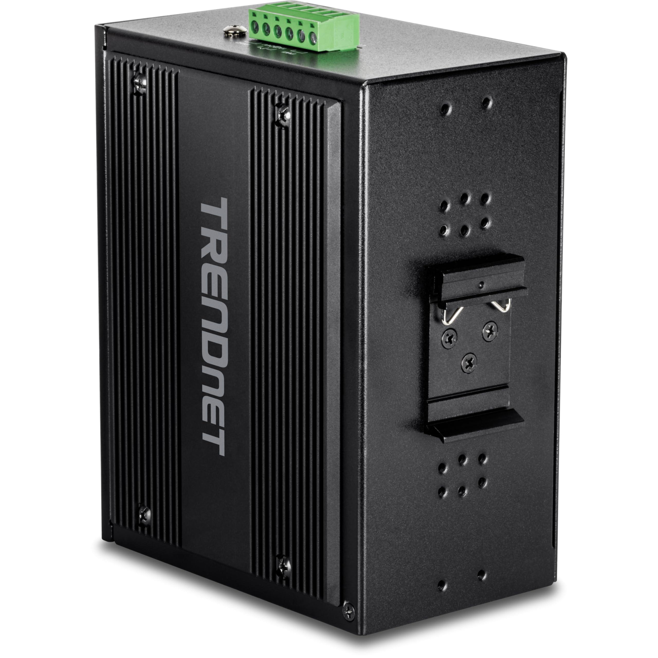 TRENDnet TRENDnet 26-Port Hardened Industrial Gigabit DIN-Rail Switch, TI-G262, 24 x Gigabit Ports, 2 x Gigabit SFP Ports, 52Gbps Switching Capacity, Lifetime Protection, Black