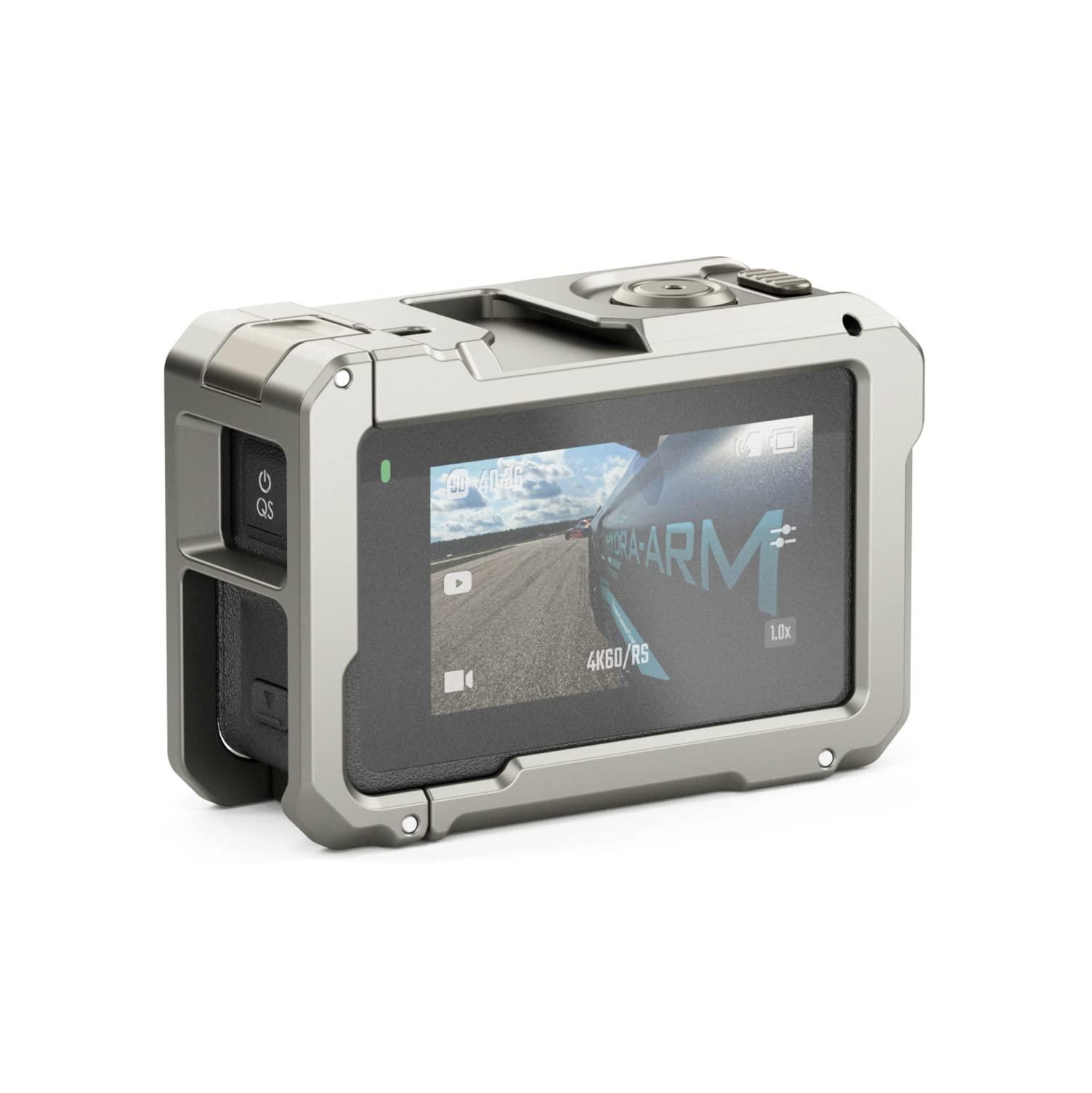 Tilta Tilta Camera Cage Compatible with DJI Osmo Action 3 Basic Kit (Titanium Gray), Protective Armor, Improves Functionality with Mounting Options for Various Accessories | TA-T40-A-TG