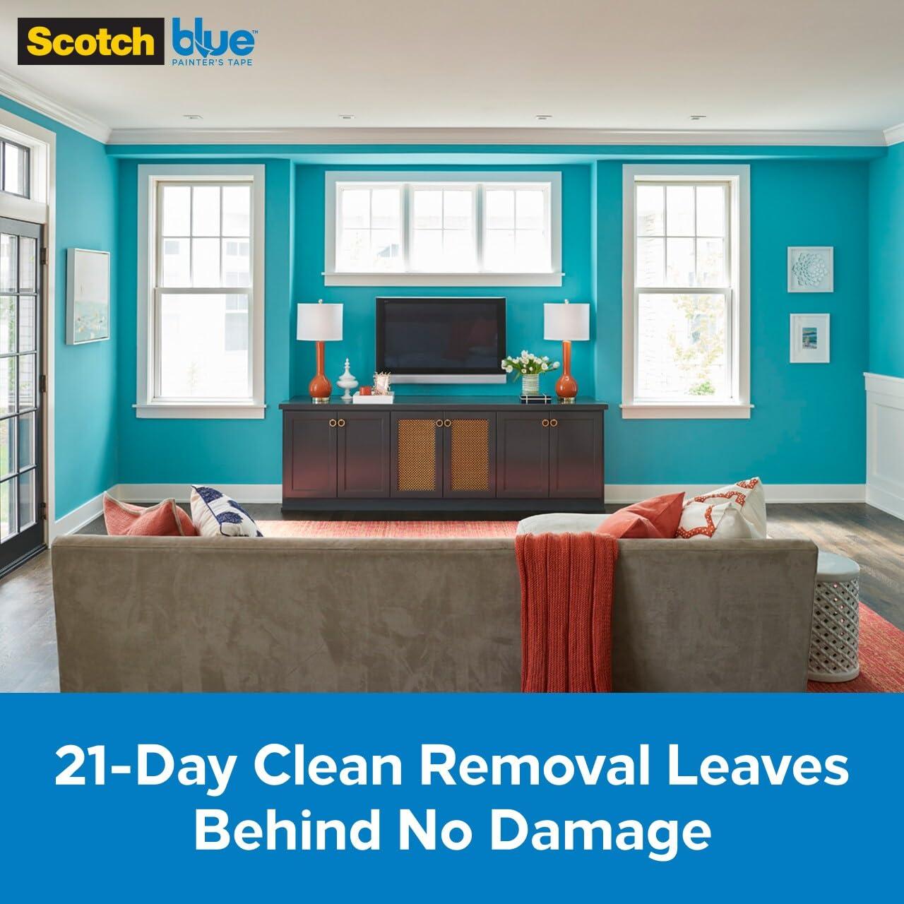 ScotchBlue ScotchBlue Pre Plastic Painters Tape with Bladed Dispenser, 24 in x 30yd, Tape & Masking Film Combined in One Product, Static Cling to Stay in One Place, No Residue Masking Tape (PTD2093EL-24-S)