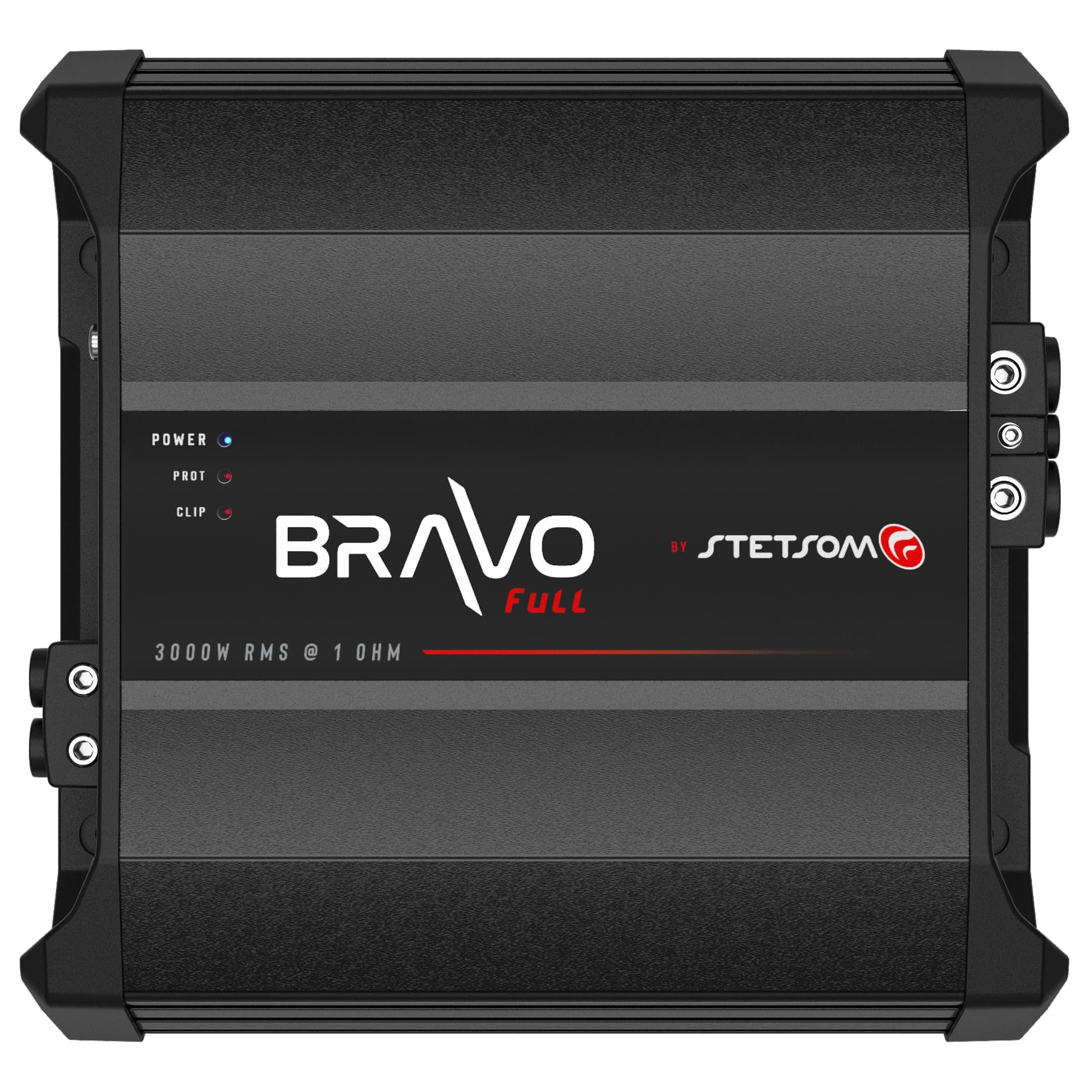 Stetsom Stetsom Bravo Full 3000 1 Ohm Mono Car Amplifier, 3000.1 3K Watts RMS, 1 Stable Car Audio, HD Sound Quality, 3000x1, Crossover & Bass Boost, Car Stereo Speaker Subwoofer MD, Smart Coolers