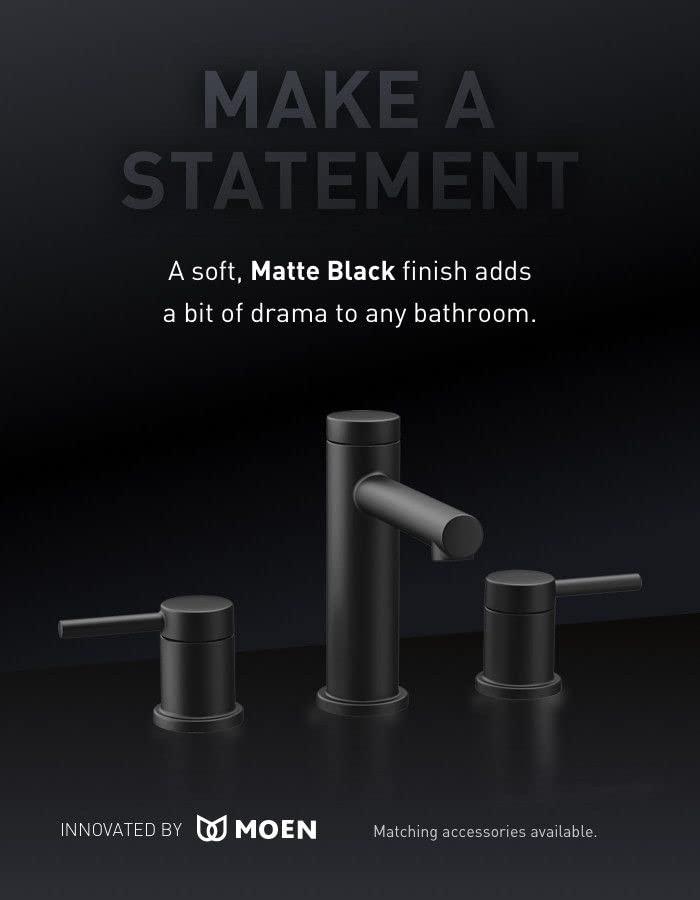 Moen Moen Align Matte Black Pressure Balancing Modern Tub and Shower Trim Kit, Featuring Bathroom Shower Lever Handle for Temperature Adjustment, Shower Faucet Handle (Posi-Temp Valve Required), T2191BL