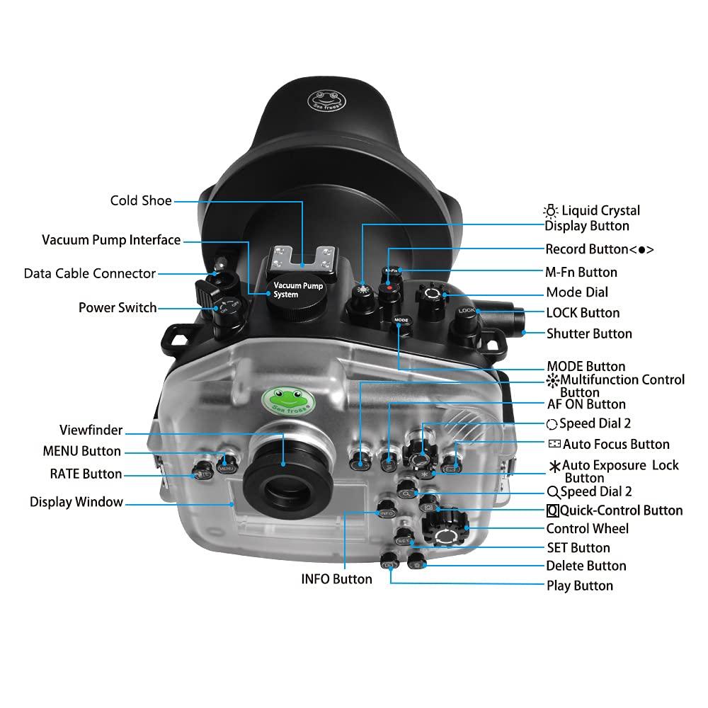 Sea frogs Sea frogs Camera Housing Compatible with Canon EOS R5 with 17-40mm f/4L Wide Angle Lens,Waterproof IPX8 Rated, 40m/130ft Depth Protection Underwater Camera Case, Ideal for Diving, Surfing, Rowing