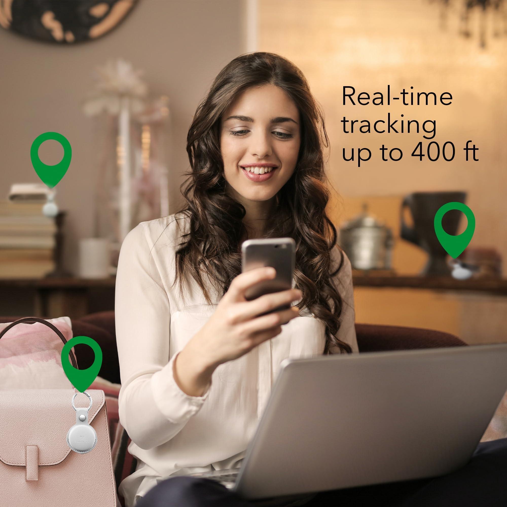 Wasserstein Wasserstein WTag Bluetooth Trackers - MFi Certified Luggage, Key, Pet, Phone Tracker - Works with Apple Find My (Not Compatible with Android) (2 Pack, White)