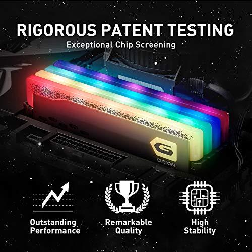 GeIL GeIL Orion RGB DDR4 RAM, 16GB (8GBx2) 3200MHz 1.35V XMP2.0, Intel/AMD Compatible, Long DIMM High Speed Desktop Memory, Hardcore Immersive Gaming/Multimedia Content Creation/Quality Live Streaming