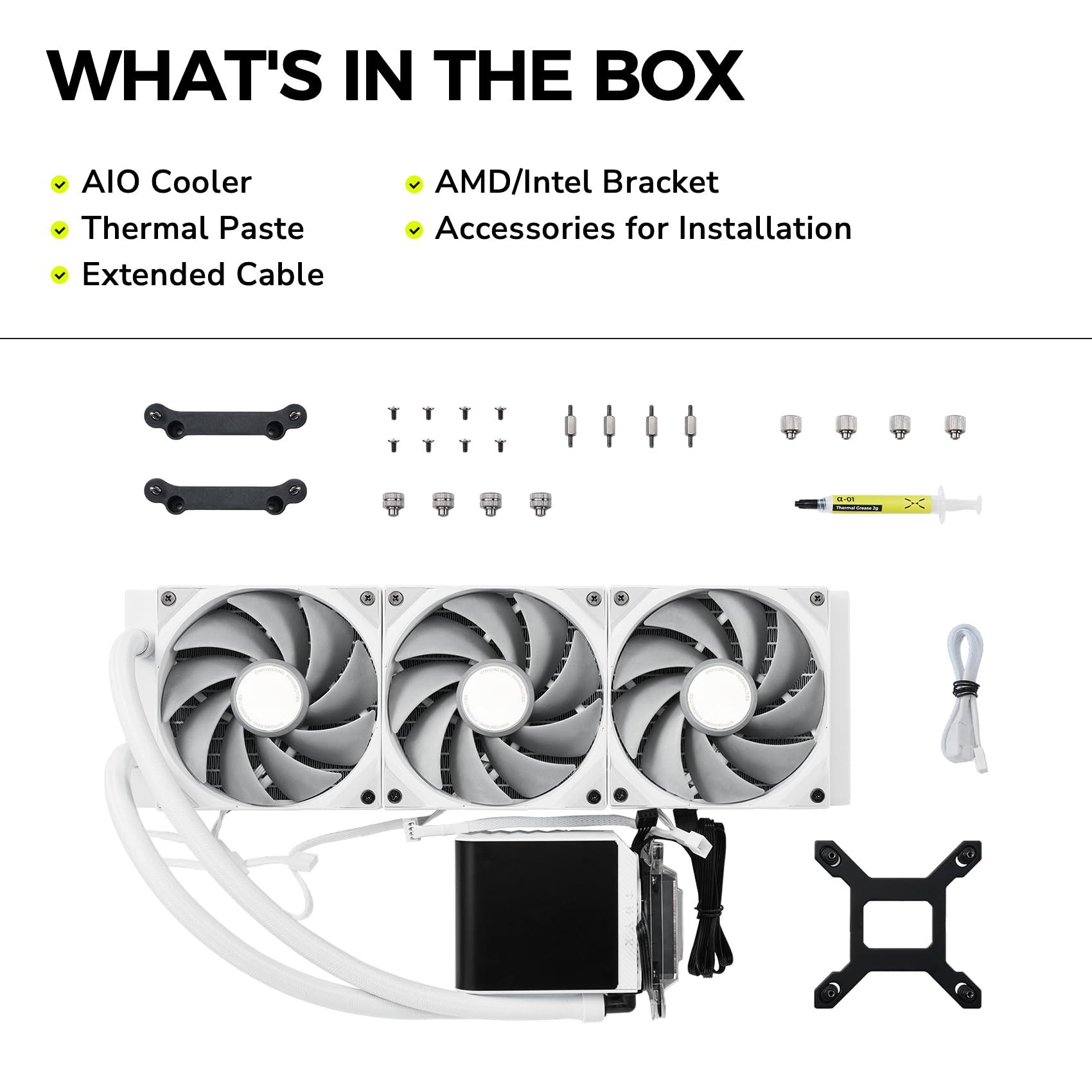 TRYX TRYX Panorama 360 White 360mm AIO 6.5'' AMOLED Curved Screen 3D Anamorphic Effect Display Customizable AIO Cooler 360mm 8th Gen Asetek Pump 320w TDP ROTA PRO 120mm Fan LGA 1851/1700/1200/115X AM5/AM4
