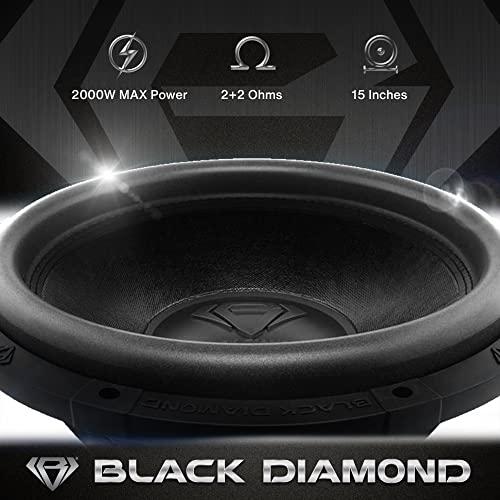 DS18 Black Diamond DIA-T15.2D 15 Inches Car Audio Subwoofer 2000 Watts 3" Dual Voice Coil 2+2 DVC 2 Ohm (1 Speaker)