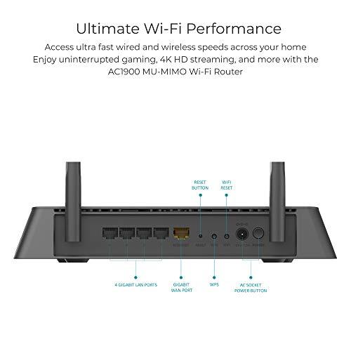 D-Link D-Link WiFi Smart Router AC1900 Wireless Dual Band MU-MIMO Powerful Dual Core Processor Fast Gaming & 4K Streaming Reliable Coverage (DIR-878), Black