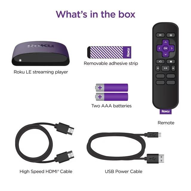 Roku Roku LE HD Streaming Media Player with High Speed HDMI Cable and Simple Roku Remote Device Only, Includes Pouch