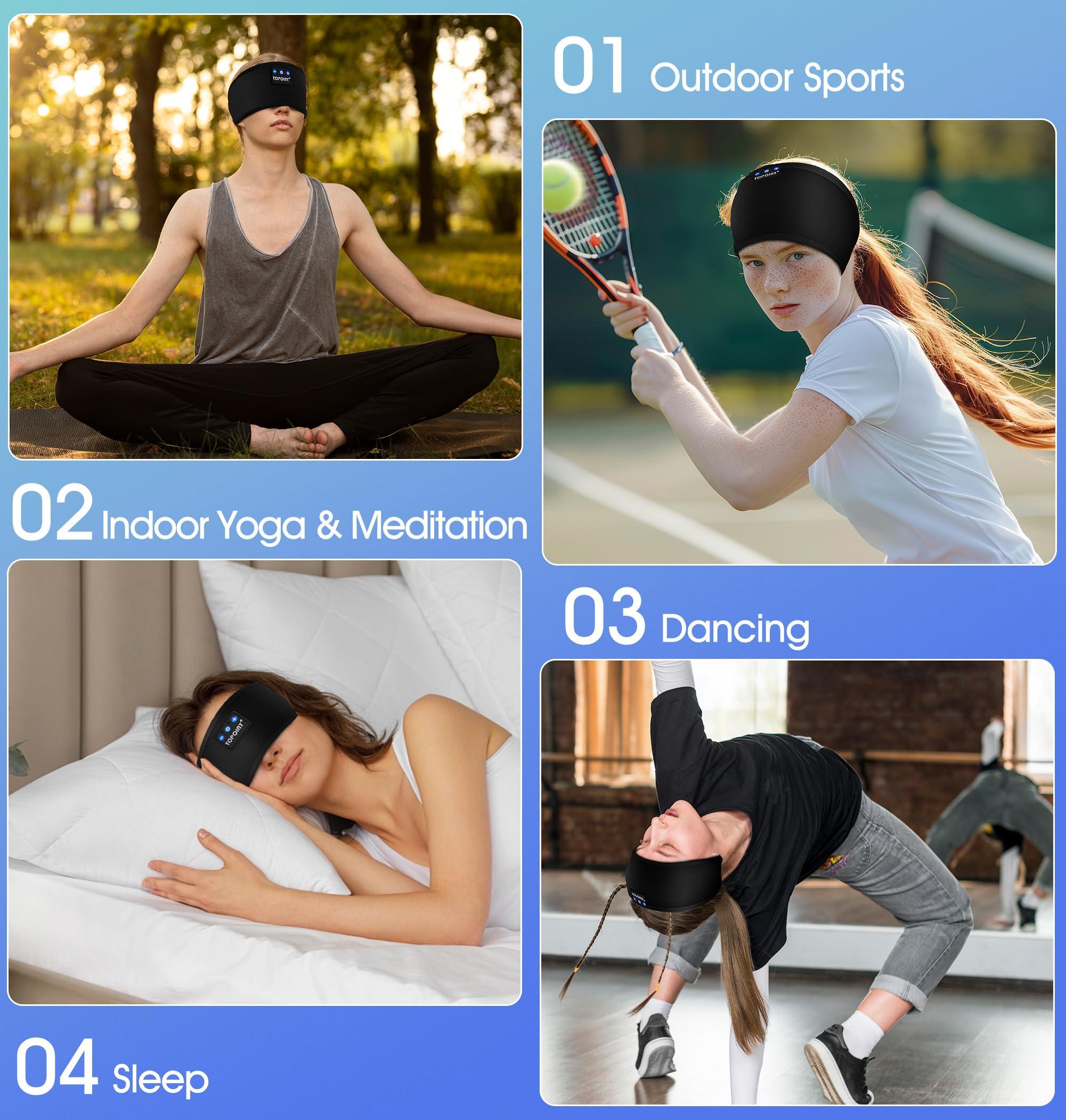 TOPOINT TOPOINT Sleep Headphones Bluetooth 5.4, Sports Wireless Earphones Sweat Breathable with HD Stereo Speaker for Women Men Sports Gifts Workout Jogging Yoga Insomnia Travel Meditation