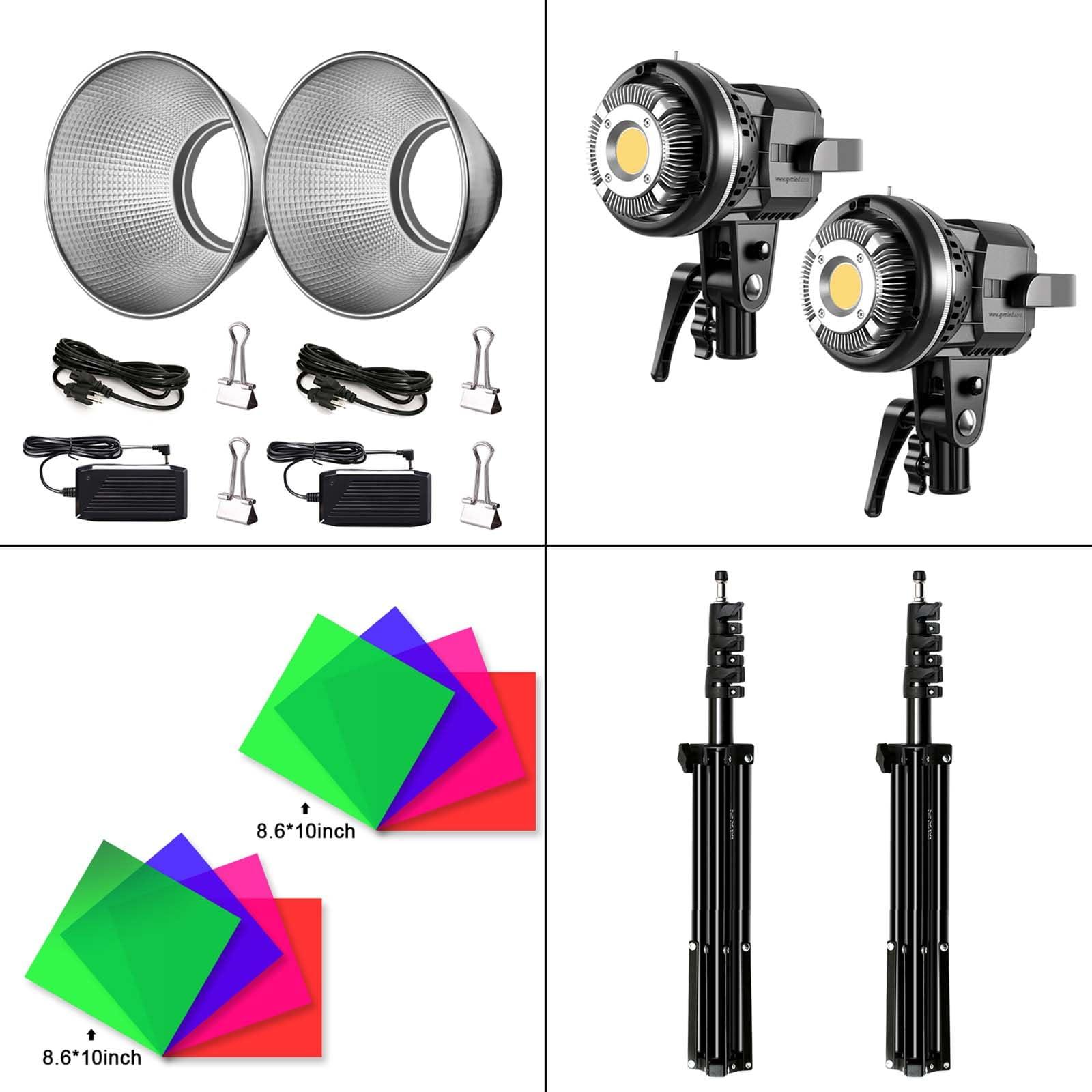 GVM Great Video Maker GVM 80W Video Light with Bowens Mount 2PCS LED Continuous Video Light with Tripod Continuous Output 13000Lux@0.5m Daylight Photography Lighting for Studio YouTube Video Recording Outdoor Shoot