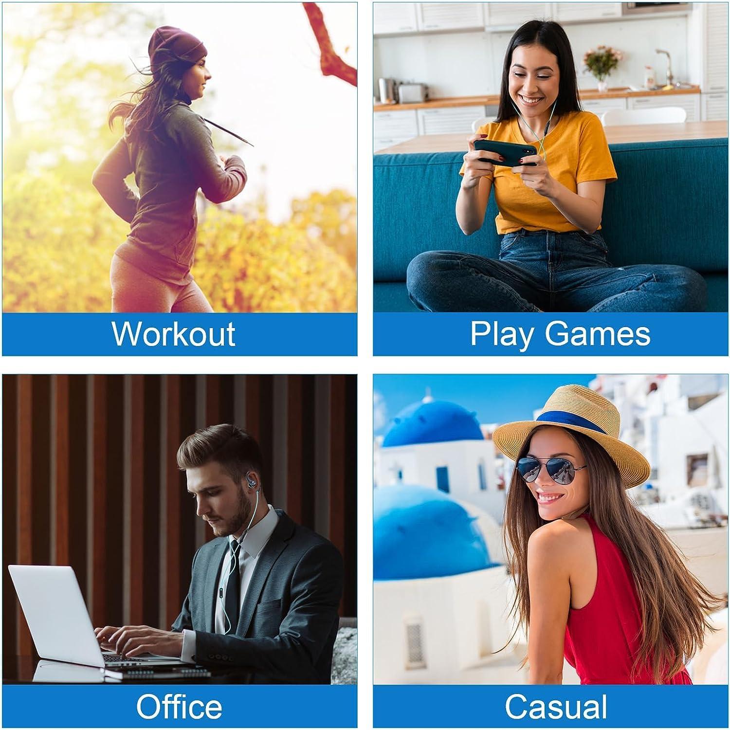 VJK VJK Sport Headphones Wired Earbuds Over Ear Headphones with Earhooks Microphone 3.5mm Plug Sweatproof Running Earphones for Workout Jogging Gym Ear Buds for computer