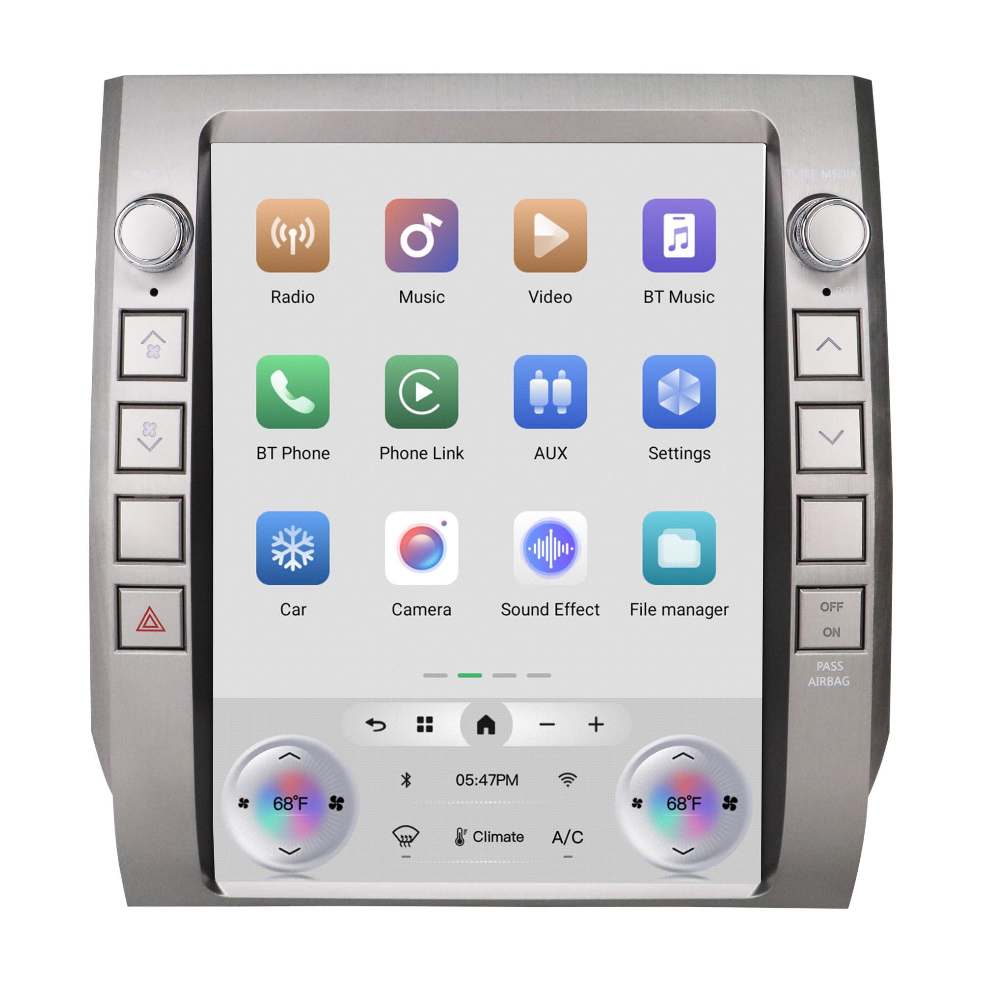 Cidava Cidava T-Style Car Radio, CarPlay Stereo for Toyota Tundra 2014-2021, 12.1 Inch Android Head Unit Replacement Support Wired and Wireless Car Play/Android Auto, AM/FM Radio, Back-Up Camera