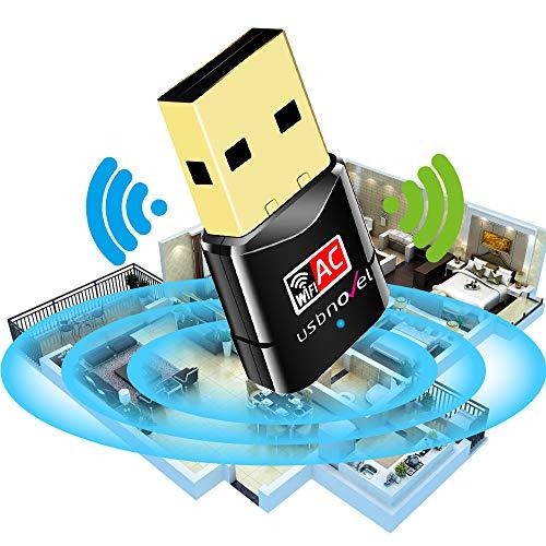 USBNOVEL USB WiFi Adapter for PC,600Mbps Dual Band WiFi USB 802.11AC WiFi Adapter for PC Desktop Laptop,2.4GHz,5GHz USB WiFi Dongle Wireless Network Card Adapter Support Windows10/8/7/XP,Mac OS 10.9-10.15