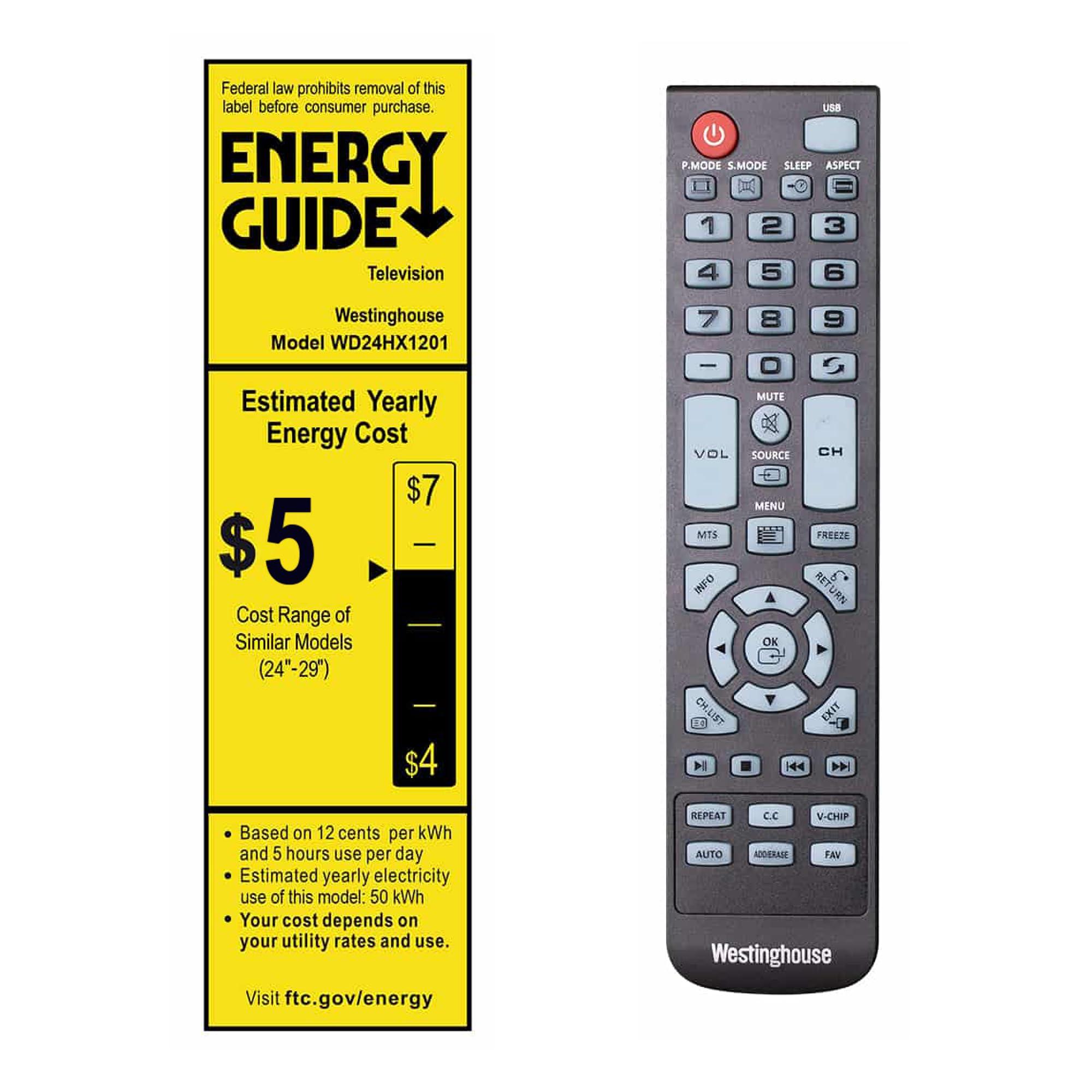 Westinghouse Westinghouse 24 Inch TV, 720p HD LED Small Flat Screen Non-Smart Television with HDMI, USB, VGA, & V-Chip Parental Controls, Monitor for Home, Kitchen, RV Camper, or Office