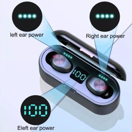 DirectNine Basics DirectNine Basics Touch Control Wireless Bluetooth Earphones, Mini F9 5.0 TWS IPX5 Waterproof Touch Wireless, Mini Stealth Sports Headphones, Bluetooth Earbuds with Mic, USB Charging Case, Dual Connect, Black