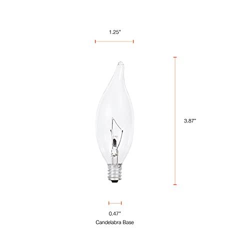 LEDVANCE SYLVANIA Double Life Incandescent Light Bulb, B10, 25W, 150 Lumens, 2850K, Candelabra Base, Clear, Soft White - 4 Pack (13306)