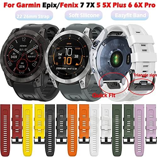 FNDWJ FNDWJ Official Silicone Watch Strap For Garmin Fenix 7 7X 5 5X Plus 6 6X Pro 3 3HR Smartwatch Band Watchband Bracelet Epix/Instinct2 (Color : H, Size : QuickFit 22mm)
