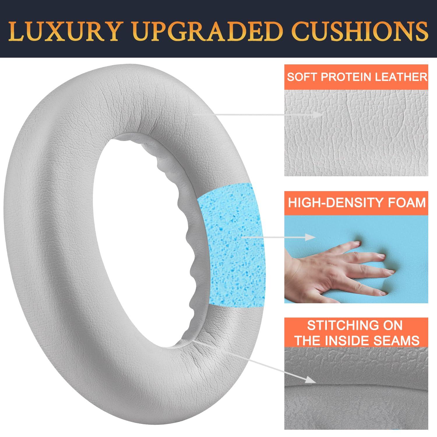 SOULWIT SOULWIT Replacement Earpads for Bose QuietComfort(QC) Ultra Wireless Headphones, Ear Pads Cushions with Softer Protein Leather, High-Density Noise Cancelling Foam - White Smoke