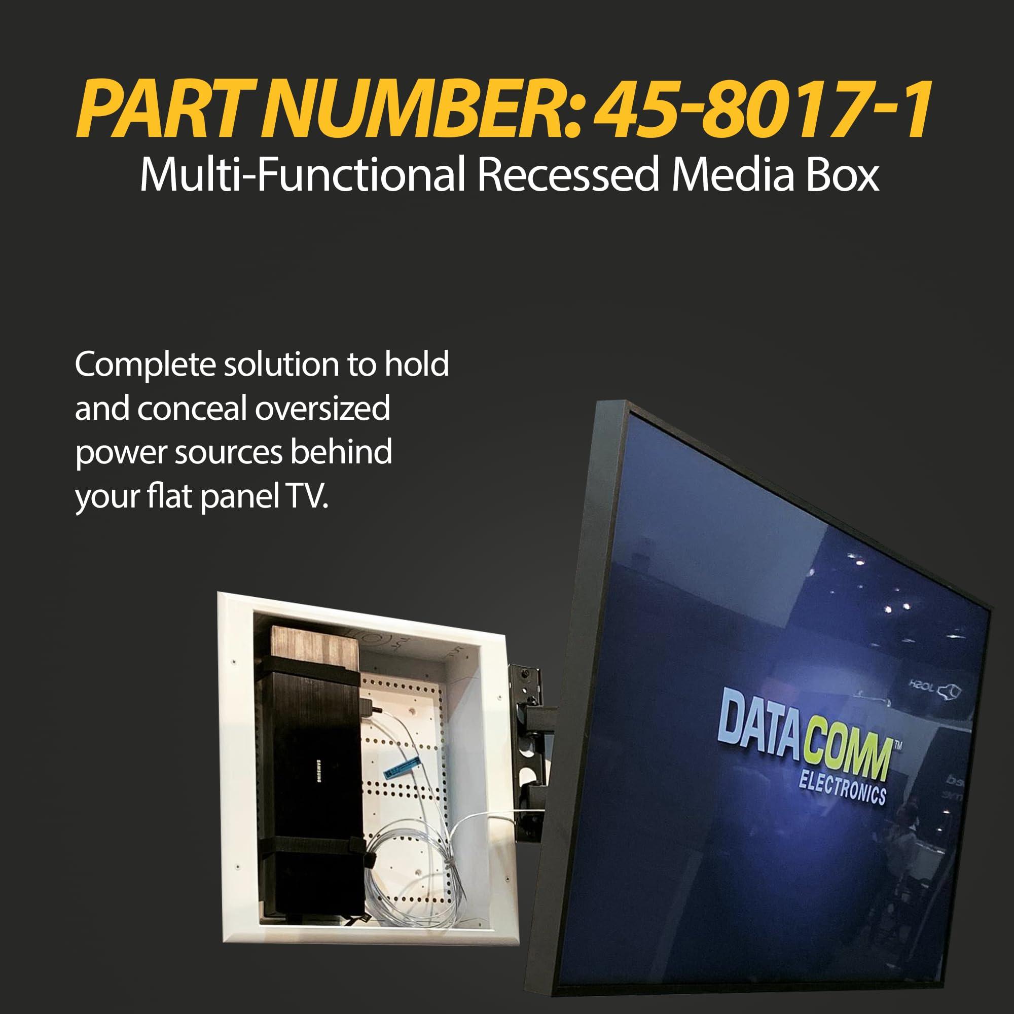 DATA COMM DataComm Electronics 45-8017-1 Multi-Functional Recessed Media Box For Seamless Home & Office Connectivity Solutions, In Wall Box, Hides TV Outlet & Cables (No Receptacle)