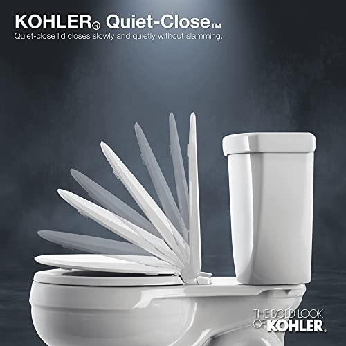 Kohler KOHLER K-4636-0 Cachet Elongated, Grip-Tight Bumpers, Quiet-Close Release Hinges, Quick-Attach Hardware, No Slam Toilet Seat, White