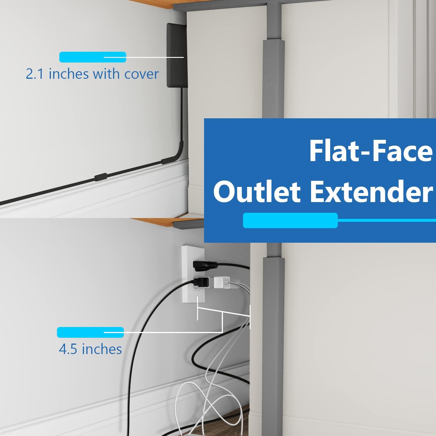 LIDER LIDER Flat-Face Outlet Extender with 3 Receptacles, Ultra-Thin Wall Plate Plug with Cord Extender and 3-Outlet Power Strip, 8ft Cord, LWE8-315-BK, Black