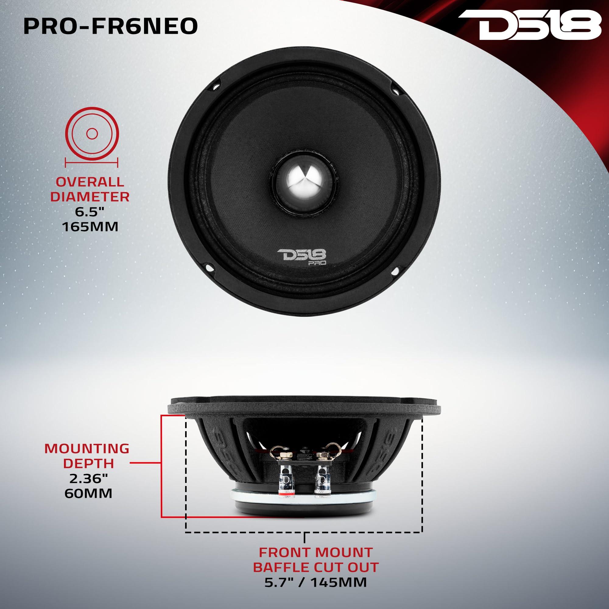 DS18 DS18 PRO-FR6NEO Loudspeaker- 6.5", Full-Range, Silver Aluminum Bullet, 450W Max, 225W RMS, 4 Ohms, Neodymium Magnet - The Most Elegant Neodymium Full Range Loudspeakers Available (Renewed)