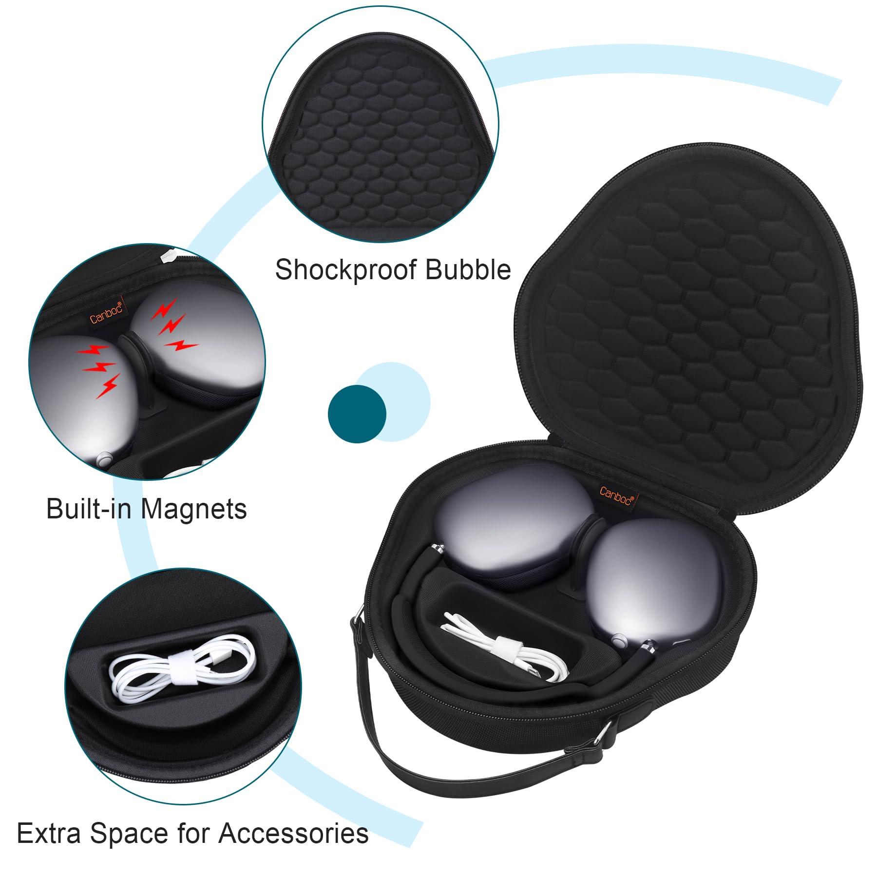 Canboc Canboc Airpods Max Case for Apple AirPods Max Wireless Over-Ear Headphones, Smart Headphones Case, Extra Space fits Cable, Charger, Black(Fabric)