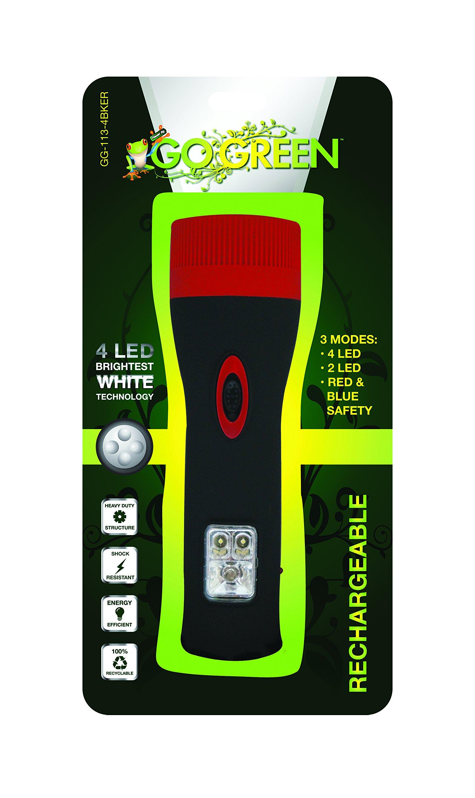 Go Green Power Inc. GoGreen Power GG-113-4BKER - 4 LED Rechargeable Flashlight