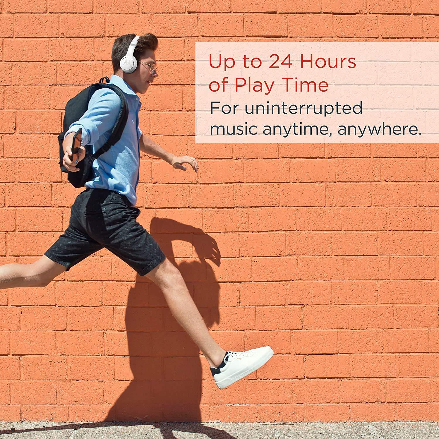 Motorola Motorola Escape 220 Over-The-Ear Bluetooth Wireless Headphones - HD Sound, Built-in Microphone, 23-Hour Play Time, Noise Isolation - Foldable & Compact - White (Renewed)