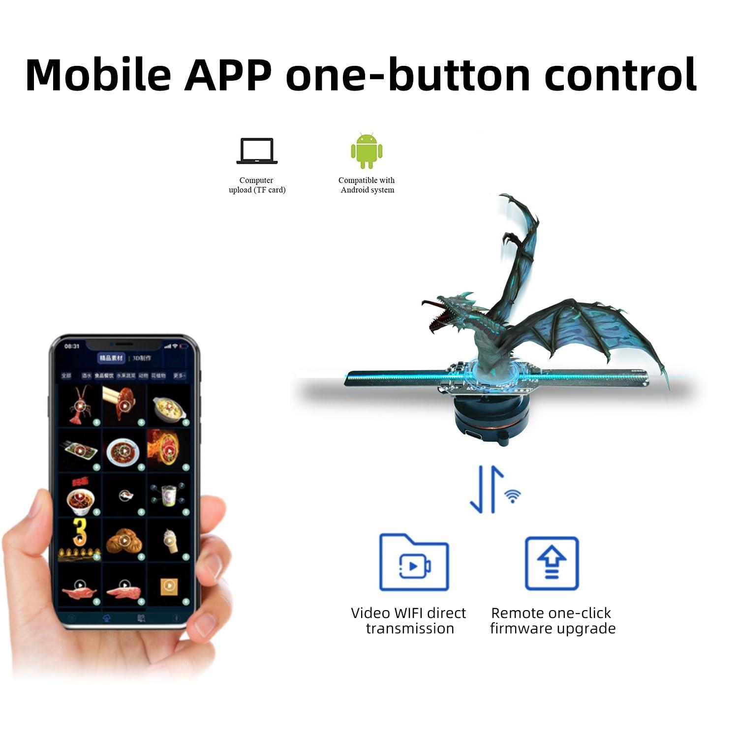 Missyou Missyou 3D Hologram Fan Projector - 5.5" Wi-Fi LED Holographic Display HD LED Holographic Christmas Tree for Halloween Advertising, Events, Exhibition User-Friendly App Control, 1500+ Video Materials