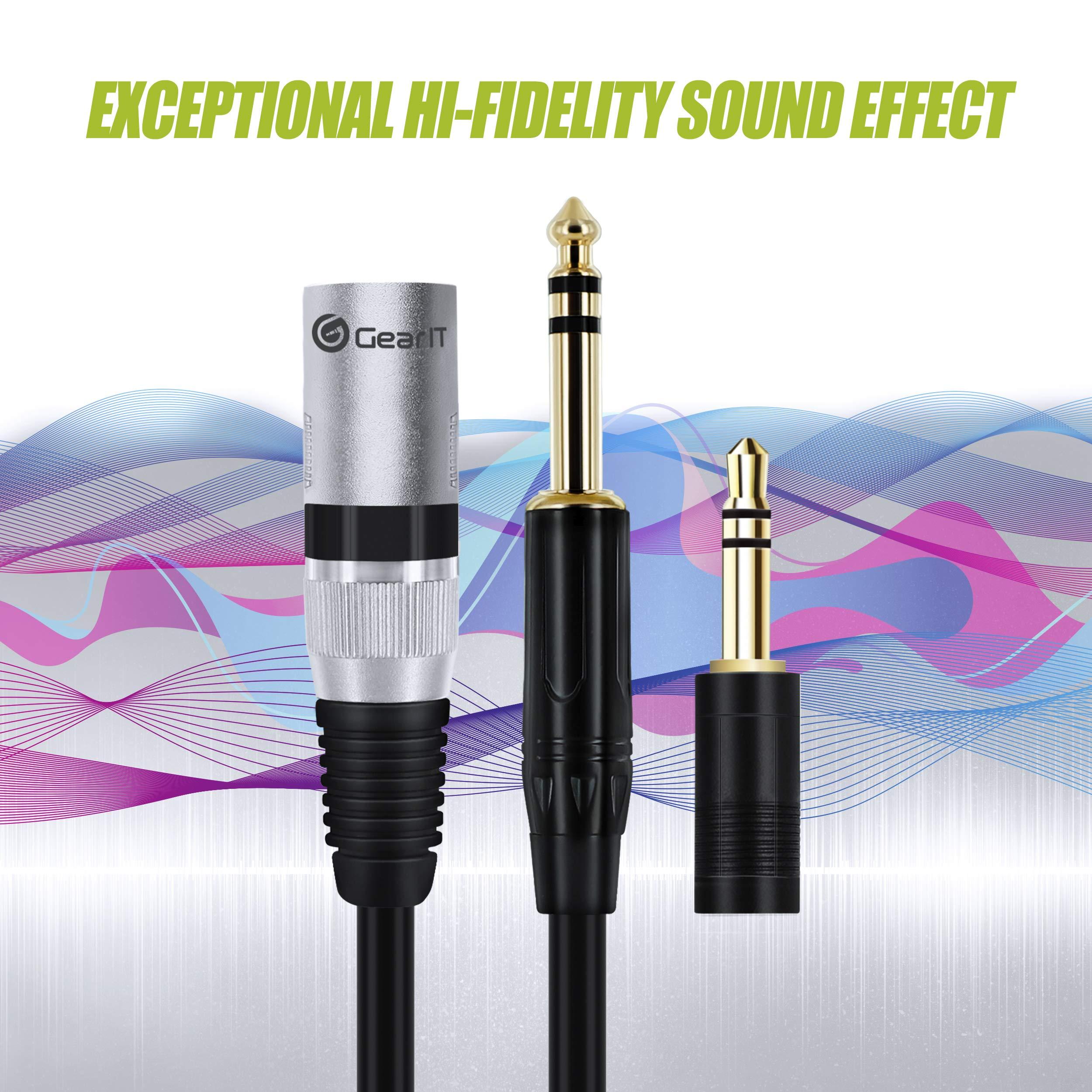 GearIT GearIT XLR Male to TRS Male 1/4 inch 6.35mm (TRS to XLR Male Cable) 15 Feet - with 1/8 inch 3.5mm Adapter